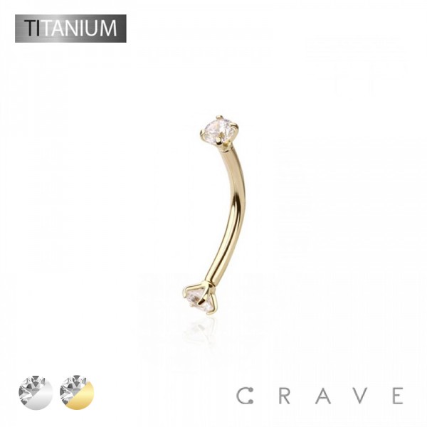 INTERNALLY THREADED CZ PRONG SET EYEBROW ASTM F-136 IMPLANT GRADE TITANIUM CURVED BARBELL INTERNALLY THREADED CZ PRONG SET EYEBROW ASTM F-136 IMPLANT GRADE TITANIUM CURVED BARBELL